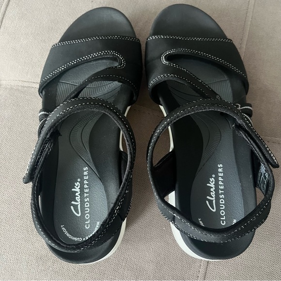 Clarks Cloudsteppers Sandal Glide Hi Shore Denim Black Size 6 M EUC - Picture 7 of 10